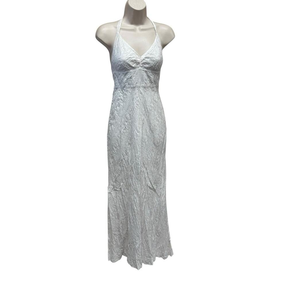 J. Crew vintage white crinkle cotton midi dress boho beach women’s Xsmall halter